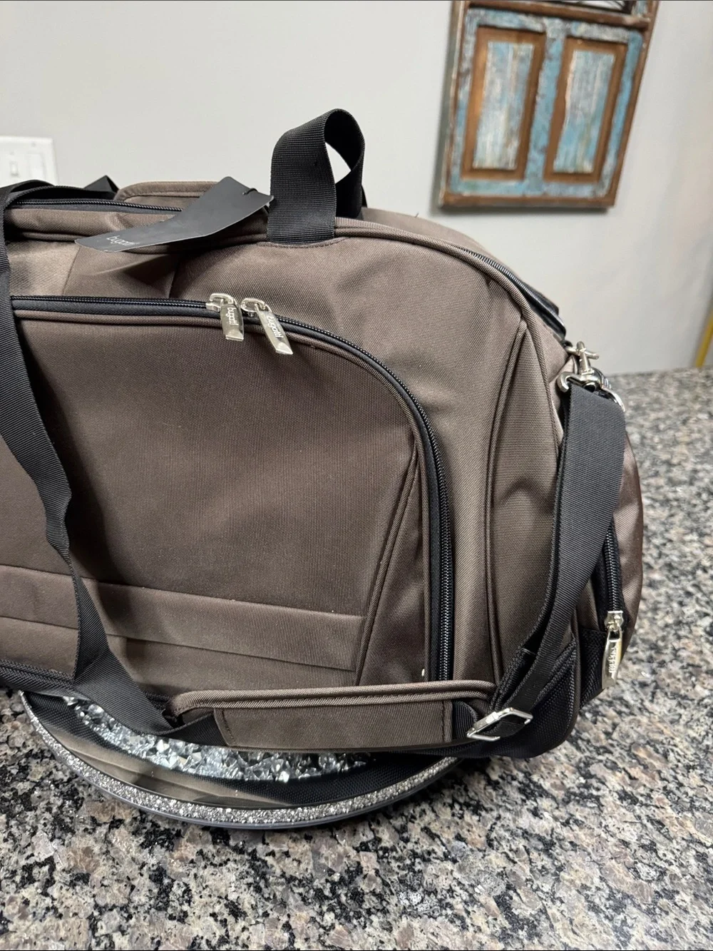 Bugatti Brown and Black Travel Duffel Bag with Shoulder Strap NWT